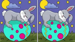 Devítisekundový hlavolam: najdete tři rozdíly na spícím králíčkovi na velikonočním vajíčku?